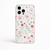 Cute Floral Heart Printed Transparent Phone Case – Slim Clear Protective Cover for iPhone, Samsung & OnePlus
