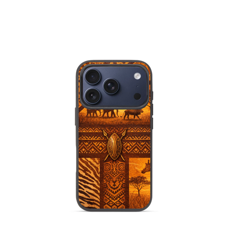 African Safari Wildlife Printed Phone Case – Tribal Pattern Protective Cover for iPhone & Samsung