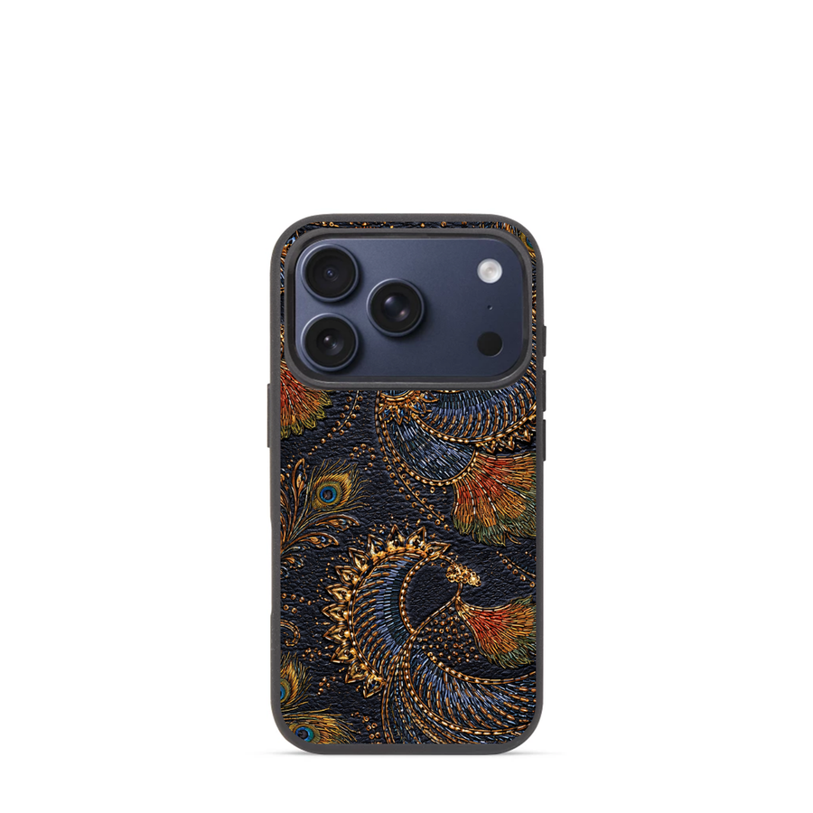Luxury Peacock Feather Pattern Phone Case – Ornamental Protective Cover for iPhone & Samsung