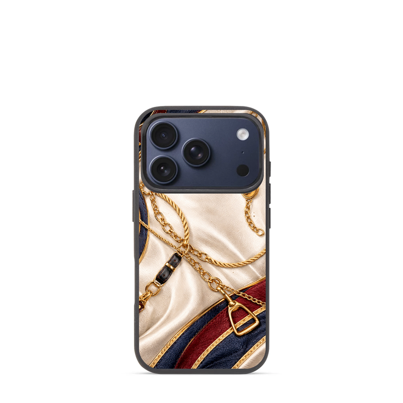 Luxury Chain Leather Texture Printed Phone Case – Designer Protective Cover for iPhone & Samsung