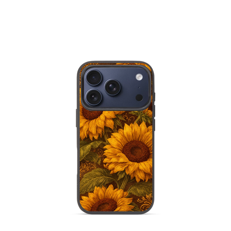 Sunflower Botanical Art Phone Case – Vintage Floral Protective Cover for iPhone & Samsung