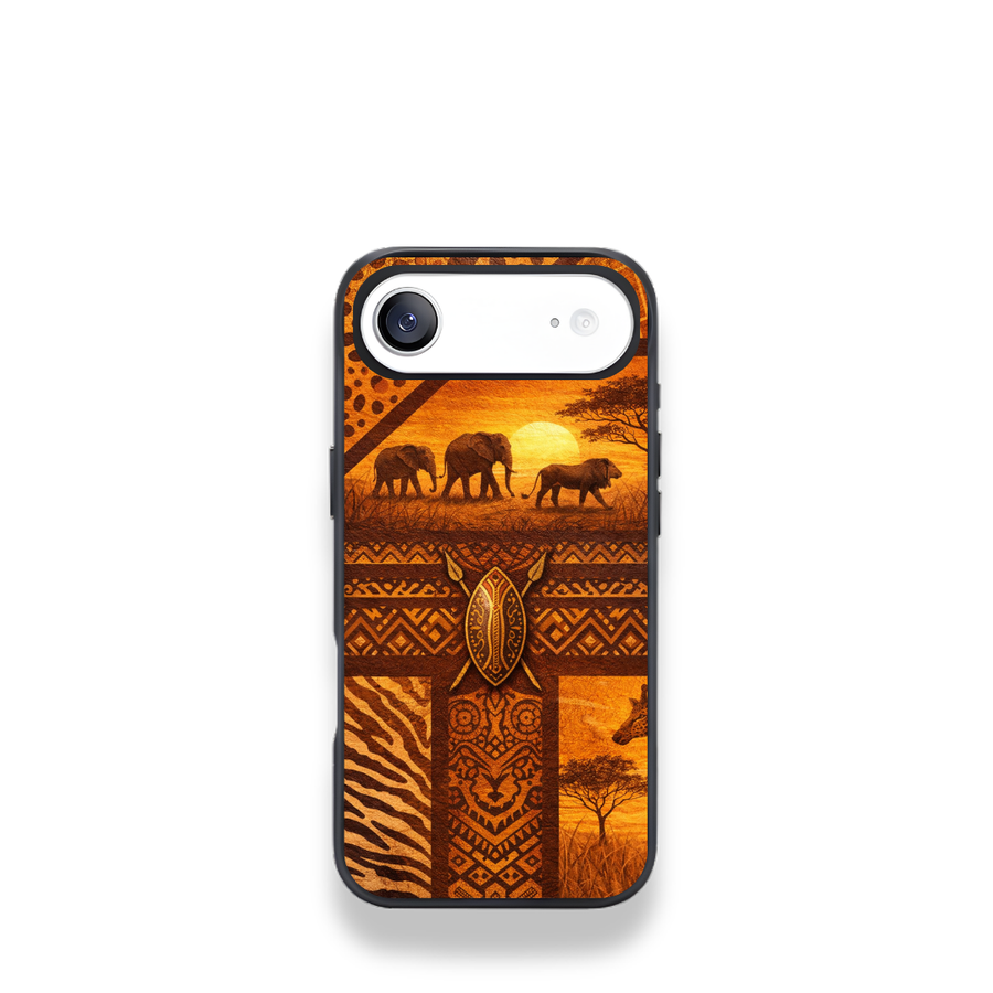 African Safari Wildlife Printed Phone Case – Tribal Pattern Protective Cover for iPhone & Samsung