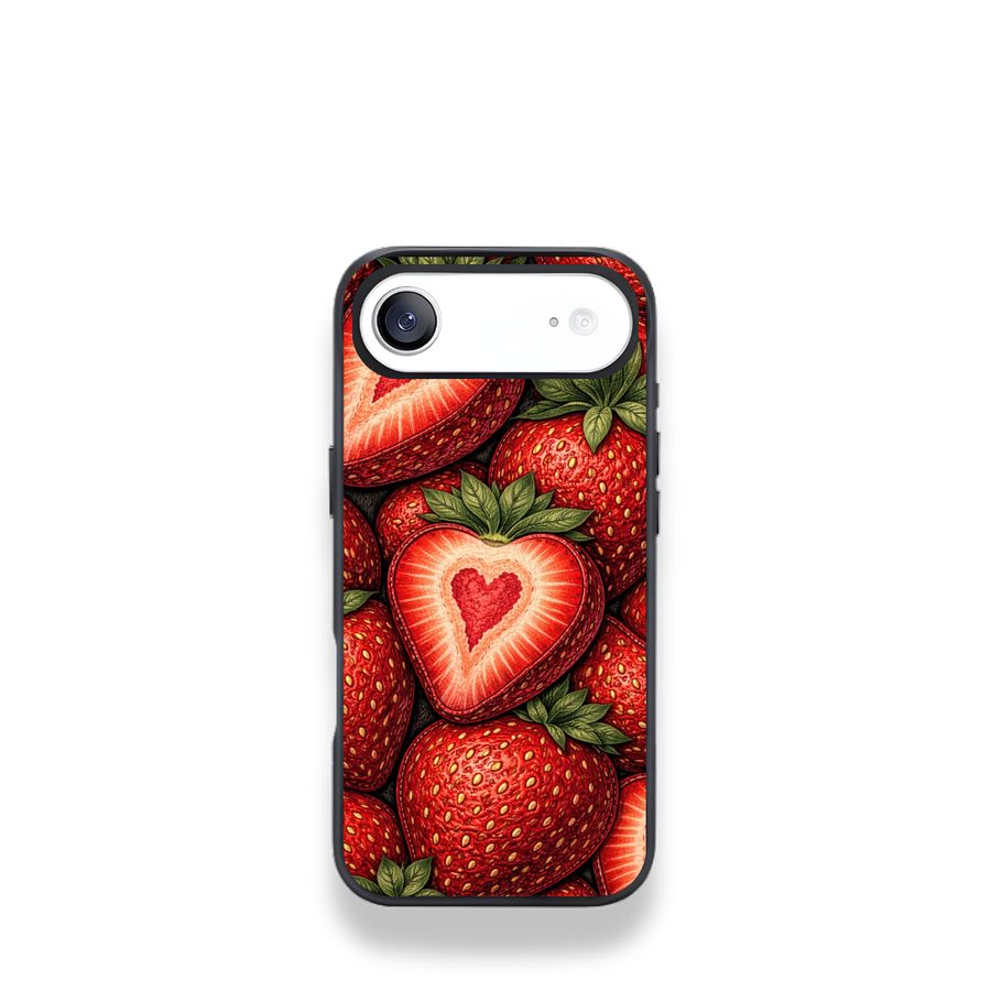 Strawberry Heart Printed Phone Case – Cute Fruit Design Protective Cover for iPhone & Samsung