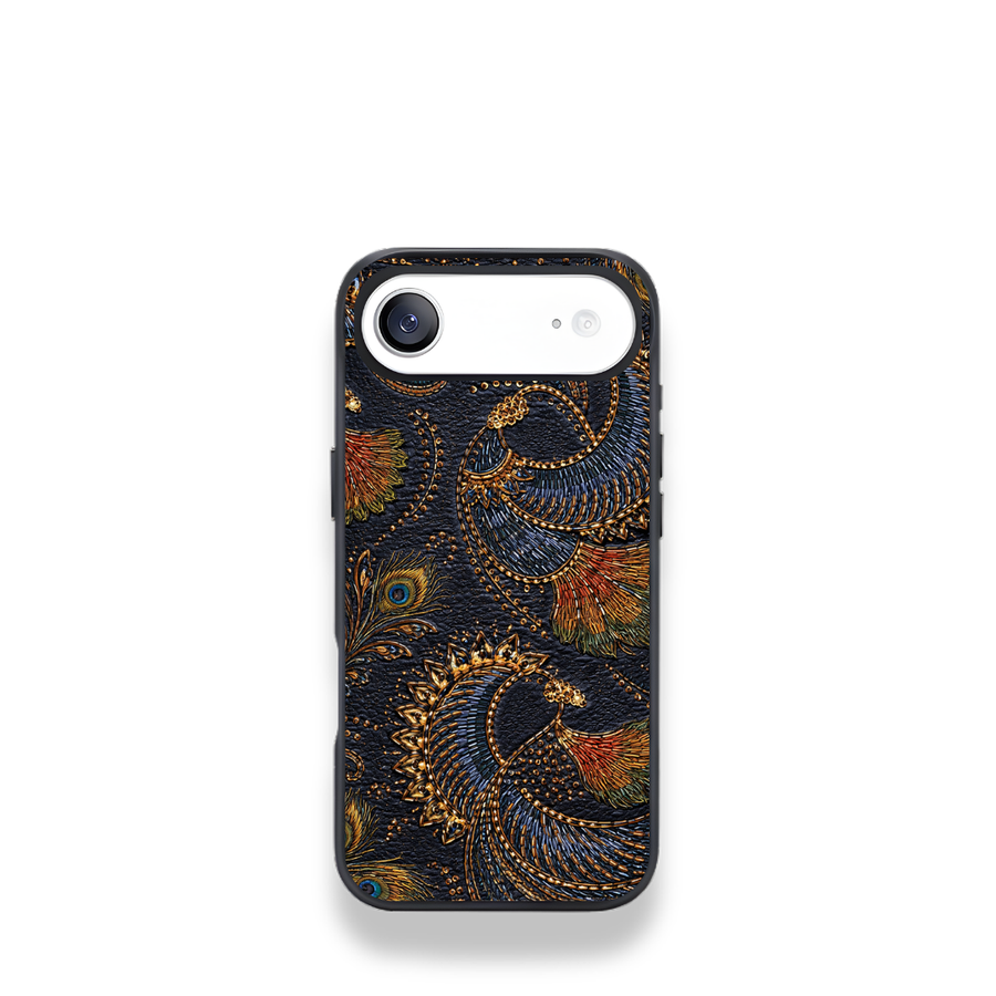 Luxury Peacock Feather Pattern Phone Case – Ornamental Protective Cover for iPhone & Samsung