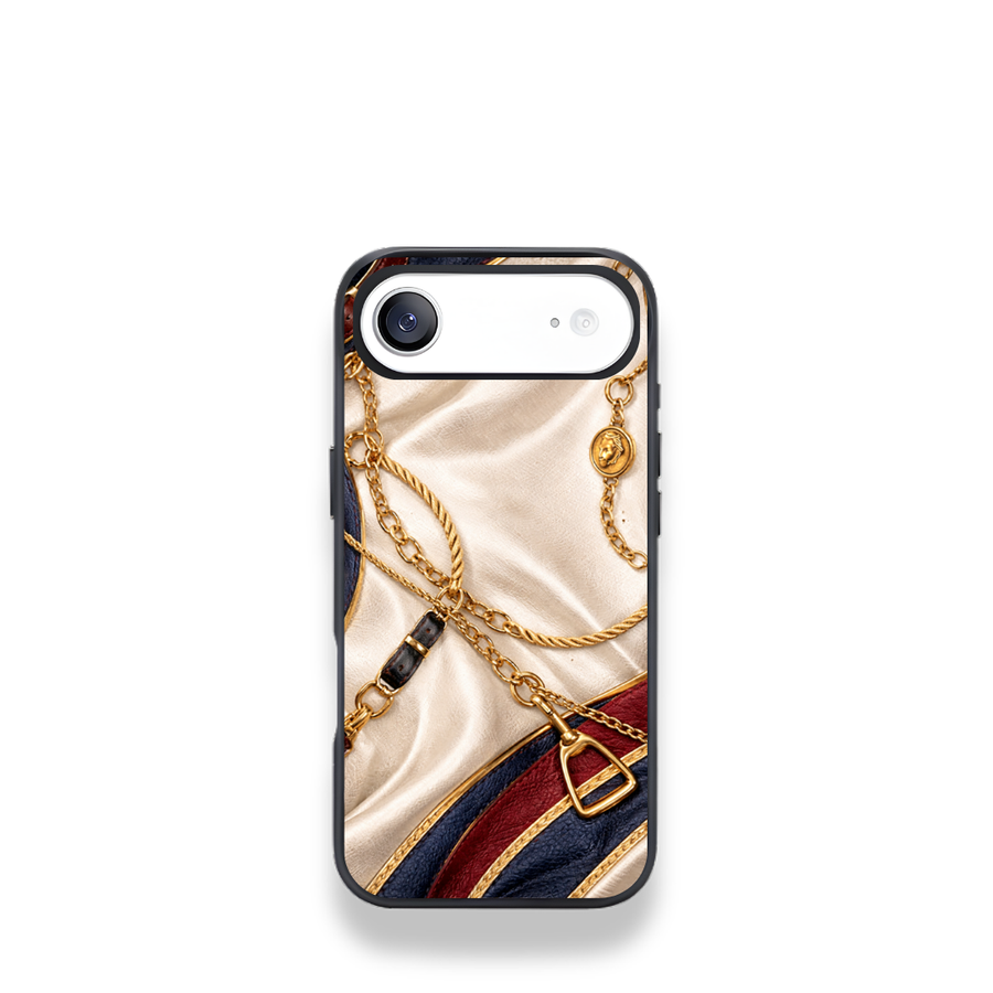 Luxury Chain Leather Texture Printed Phone Case – Designer Protective Cover for iPhone & Samsung