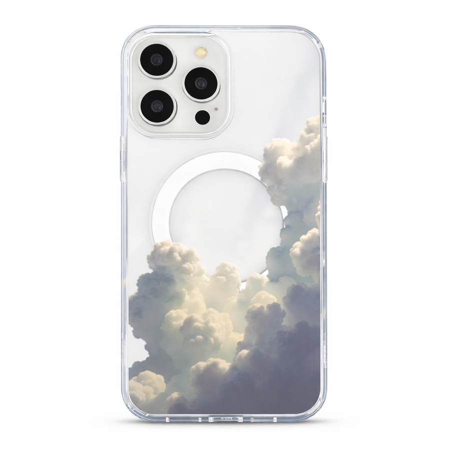 Minimal Cloud Sky MagSafe Clear Phone Case – Magnetic Transparent Cover for iPhone & Samsung