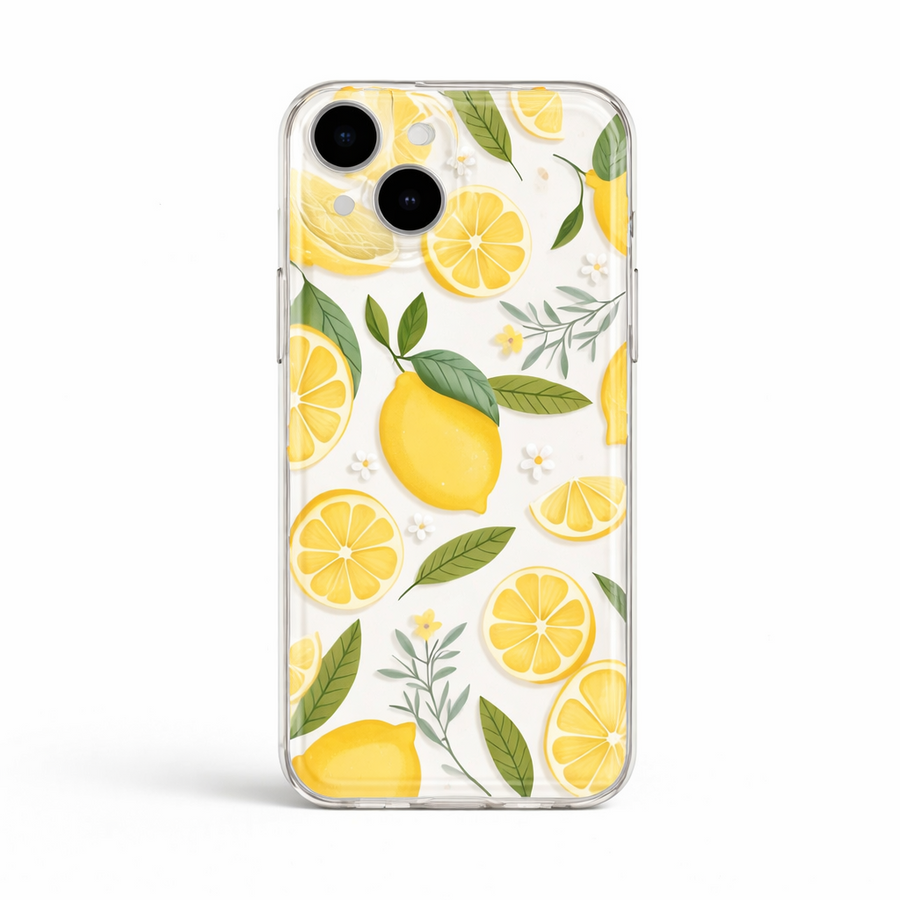 Lemon Citrus Printed Transparent Phone Case – Slim Clear Protective Cover for iPhone, Samsung & OnePlus