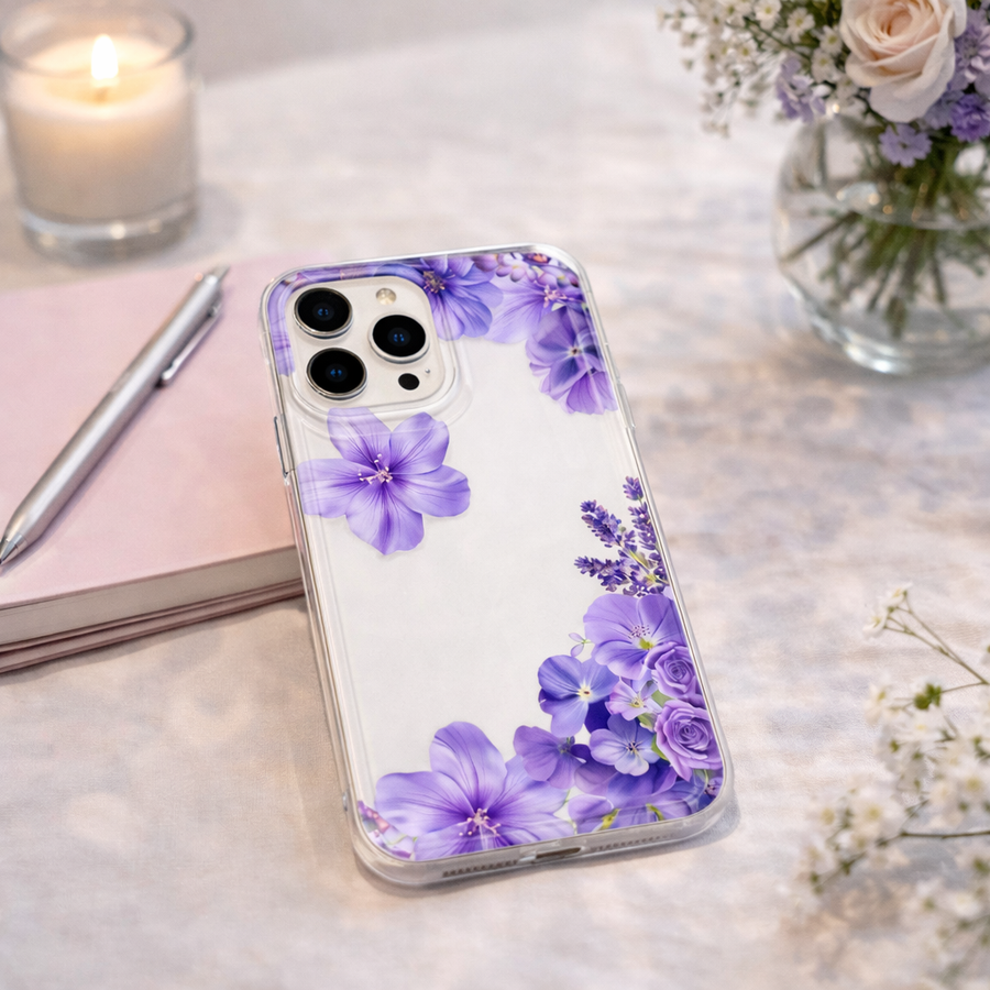 Blum Floral Transparent Phone Case – Clear Printed Protective Cover for iPhone, Samsung & OnePlus