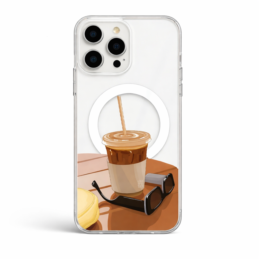 Coffee Cup Aesthetic MagSafe Clear Phone Case – Magnetic Transparent Cover for iPhone & Samsung